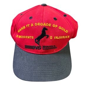 Norfolk Southern Railroad Horse Logo Red Black Baseball Cap‎ Snapback